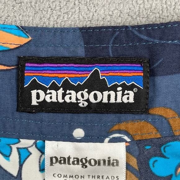 Patagonia Shorts Mens 38 Blue Minimalist Wavefarer Boardshorts Swimming Beach - Picture 4 of 12